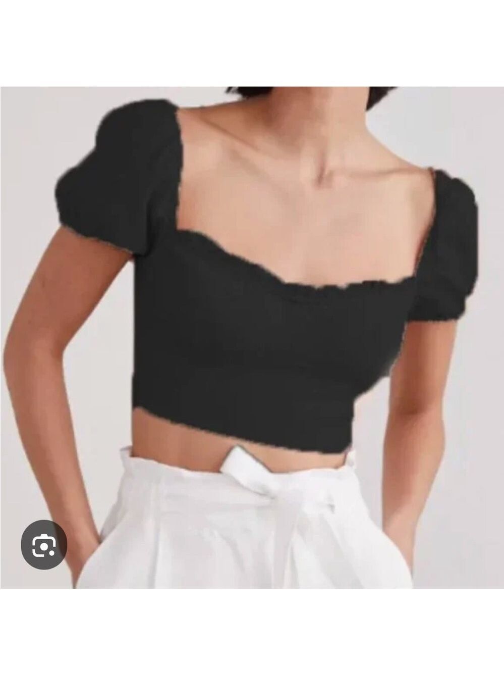 Aritzia Wilfred Wander Linen Blouse Organic Linen Bustier Top Black Size Small